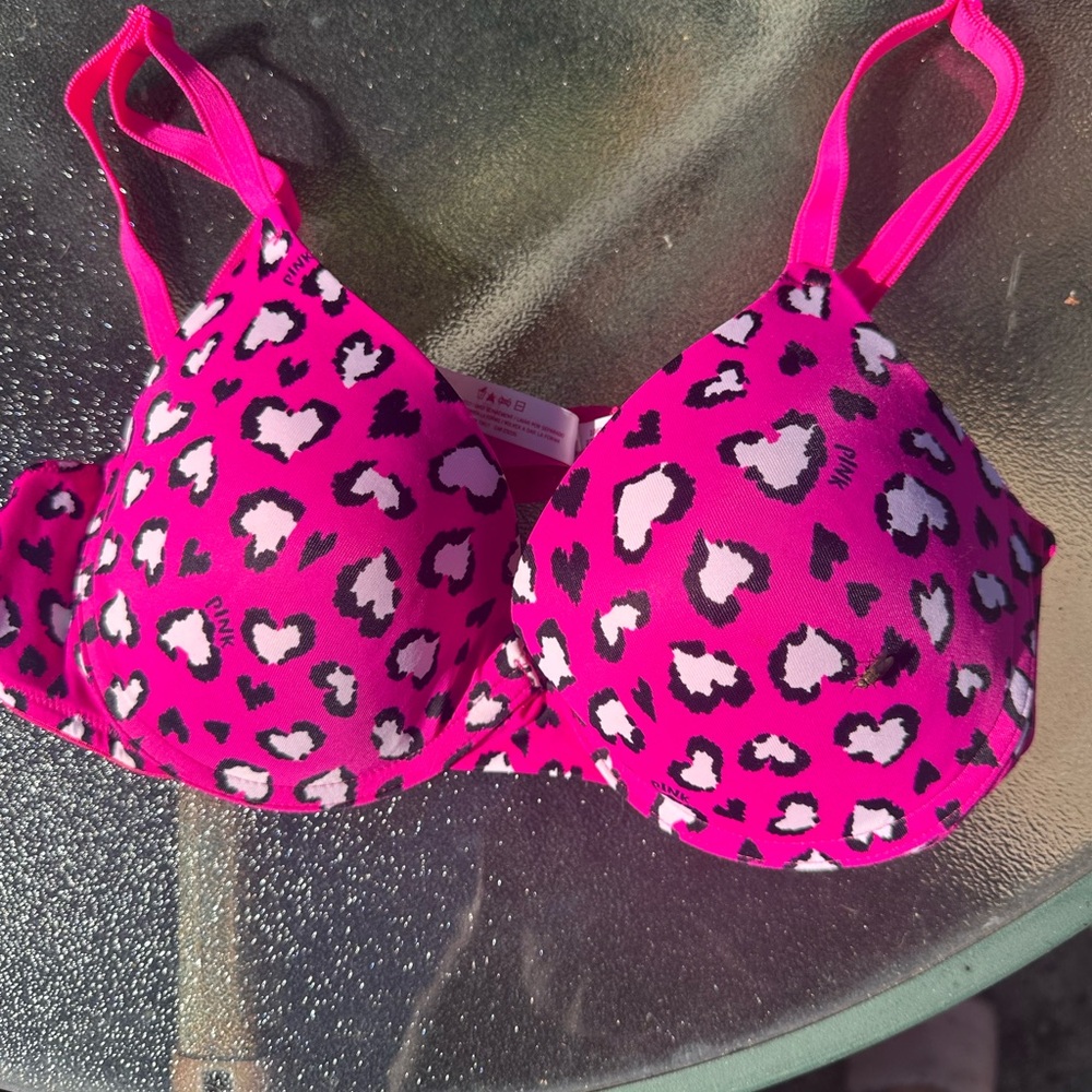 Pink Leopard Print Bra